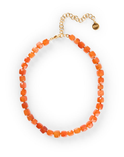 Stunning Handmade Orange Stone Beaded Necklace for Daily Wear