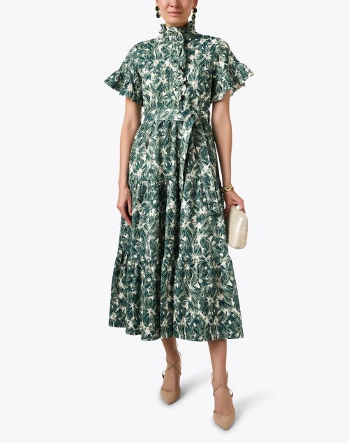 Stylish Sadie Green Floral Jacquard Dress for Special Occasions