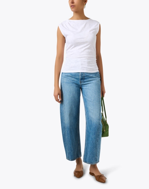 Veronica Beard Bordy Women's White Cotton Knit Draped Casual Top
