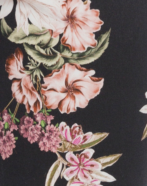 Stretchable Navy Cotton Jeans with Night Garden Floral Print
