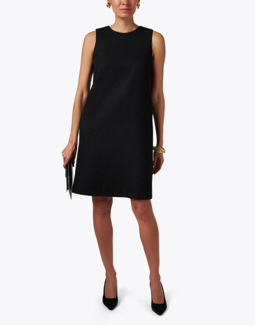 Elegant Black Cotton Crepe Women's Shift Dress