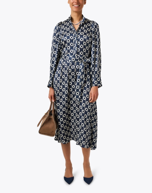 Navy Printed Feminine Rivoltina Midi Dress by Tara Jarmon
