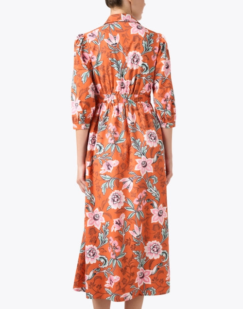 Banjanan's Feminine Marlene Orange Floral Print Day Dress