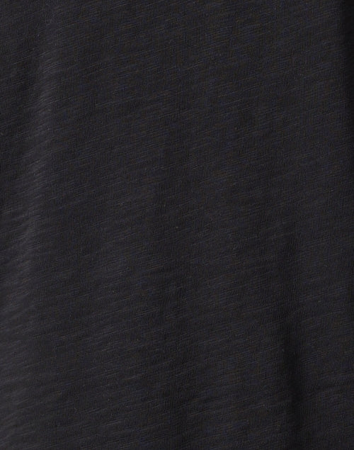 Stylish Black 100% Cotton Top with Ruched Elbow-Length Sleeves