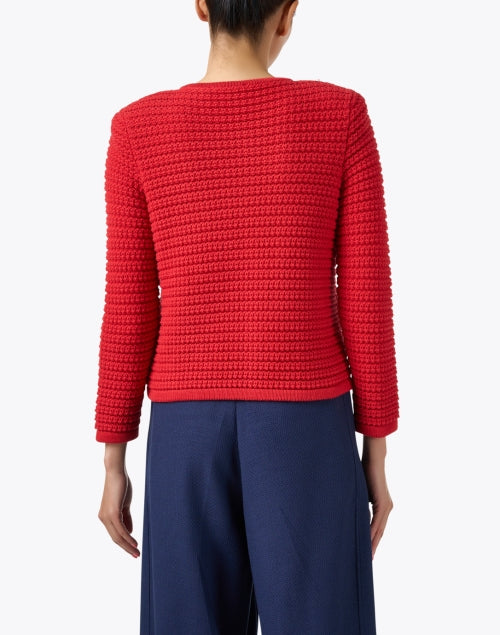 Joanna's Elegant Red 100% Cotton Cardigan for Timeless Style