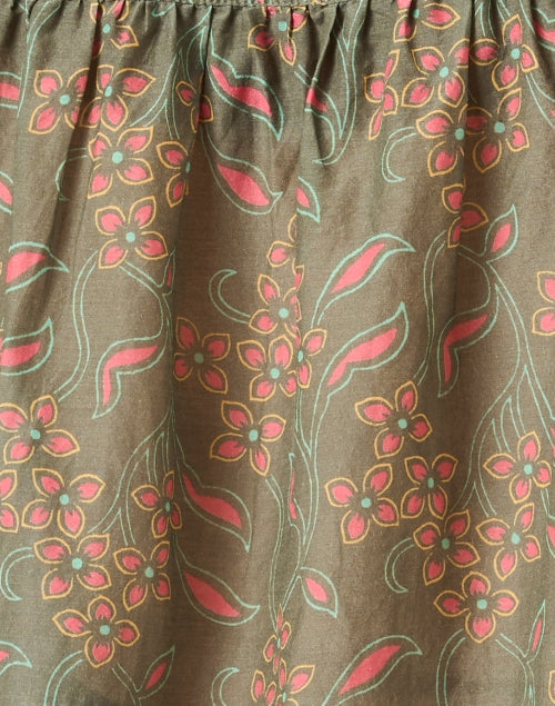 Xirena Bria Olive Green Printed Cotton - Silk Stylish Top