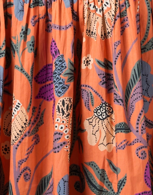 Oliphant Turin Multi - Printed Cotton Maxi Dress with Short Puff Sleeves