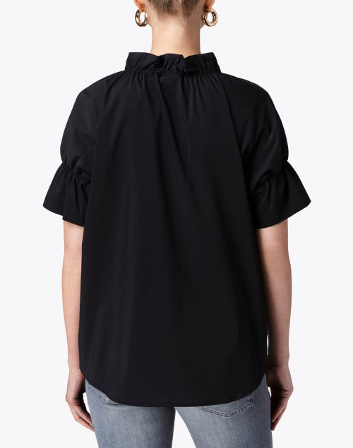 Crosby Loose-Fit Black Silky Cotton Blend Poplin Top for Workweek