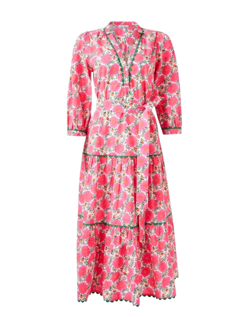 Elegant Marina Pink Floral Women's Midi Dress