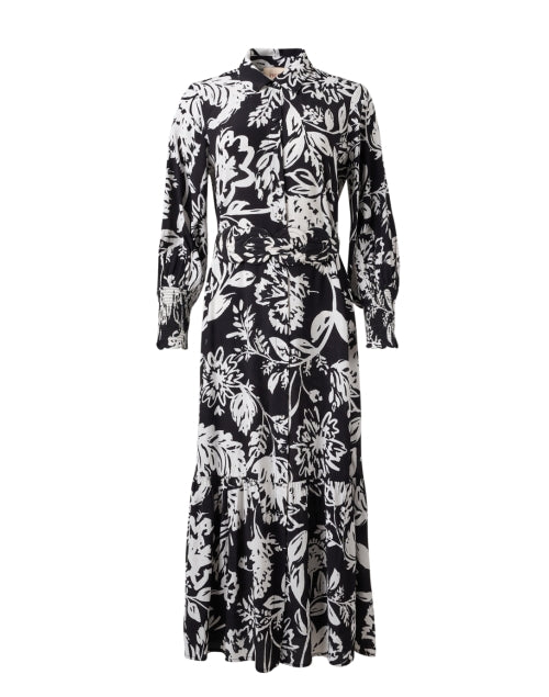 Stylish Indiana Black and White Floral Shirt-style Dress