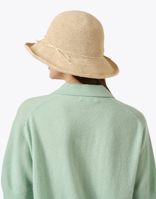 Stylish Beige Woven Raffia Bucket Hat for Warm Weather