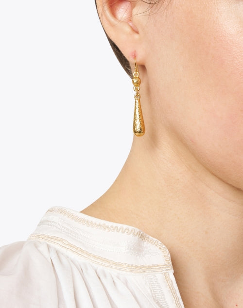 Stylish Hammered Gold-plated Drop Earrings for Daily Wear