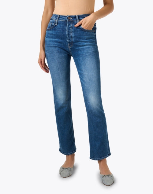 Elastic Stretch Cotton Tripper High - Rise Straight Leg Blue Jeans for All - Day Comfort
