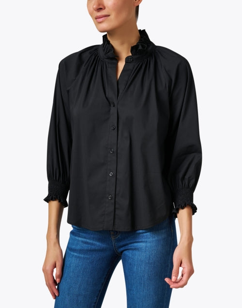 Fiona Women's Black Smooth Poplin Button - Down Shirt