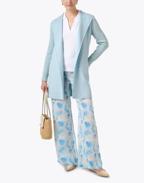 Stunning Surf Blue Wool and Cashmere Blend Women's Winter Coat