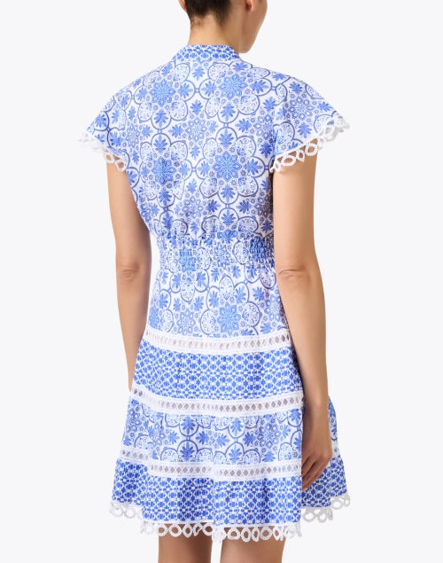 Stunning Parana Blue Geometric Printed Linen Summer Dress