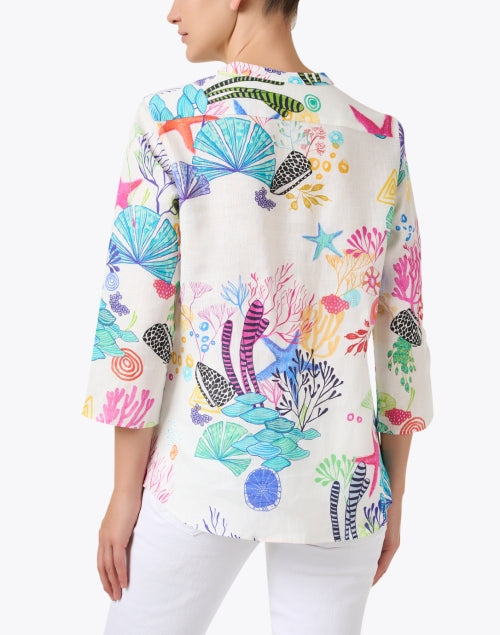 Juliet White Linen Top with Stunning Marine Print