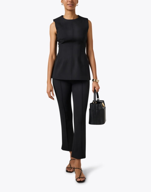 Stylish Faith Black Sleeveless Pleated Waist - Cinched Top