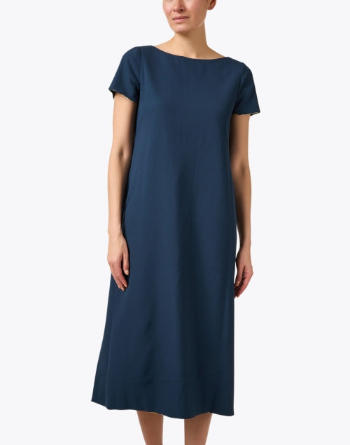 Stylish Adria Reversible Navy Print Midi Dress