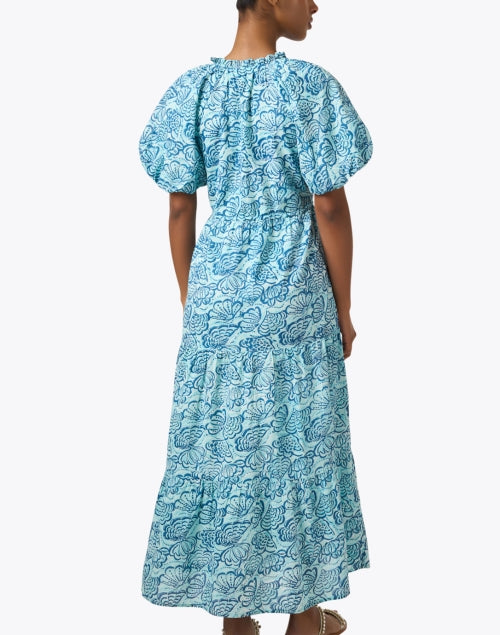 Banjanan's Poppy Artistic Aqua Print Women's Cotton Day Dress