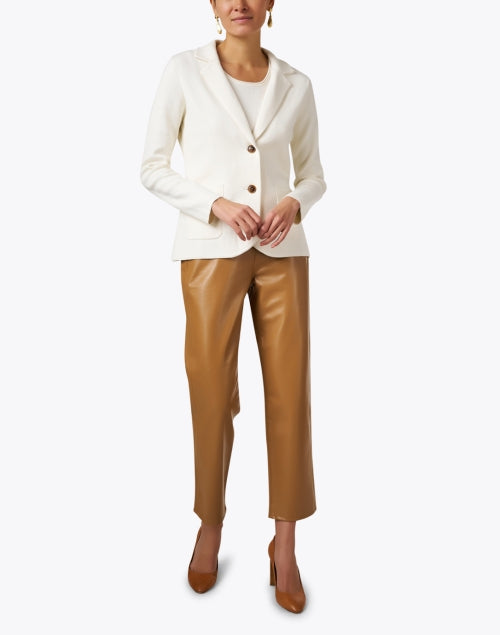 Stylish Milly White Cotton Cashmere Blend Knit Women's Blazer