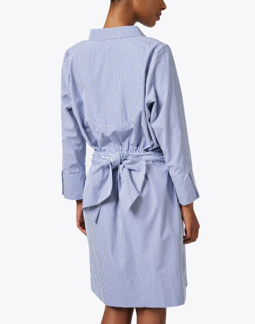 Navy and White Striped Lightweight Cotton - Blend Breezy Shirt Dress