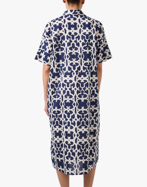 Thelma Navy-Printed Cotton Women's Dress for Warm Weather
