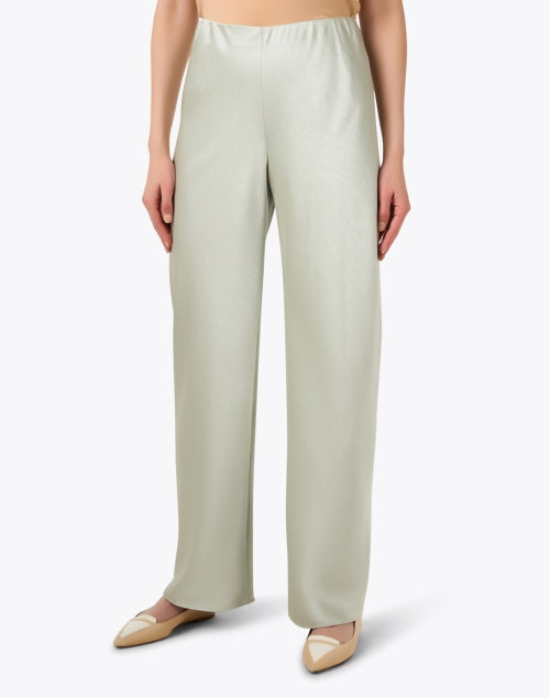 Timeless Green Satin Wide - Leg Bias - Cut Pants