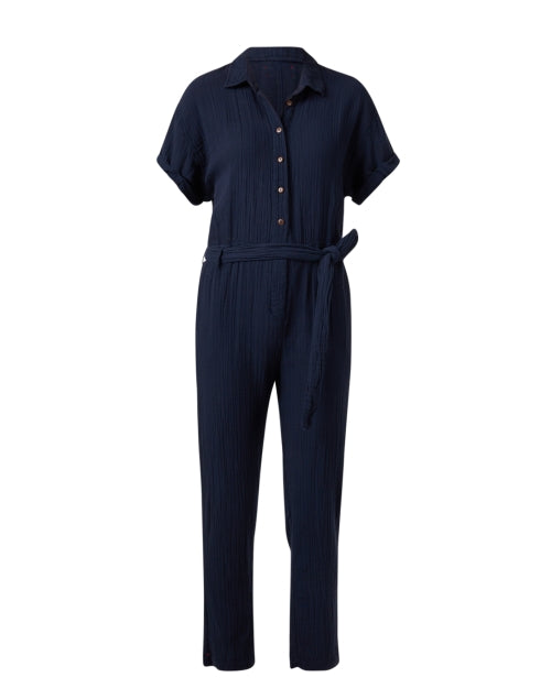 Stylish Navy Cotton Gauze Oakes Jumpsuit for Comfortable Wear