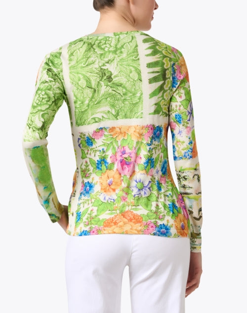 Stylish Green Floral Patterned Cashmere and Silk Blend Sweater for Fashionable Wear