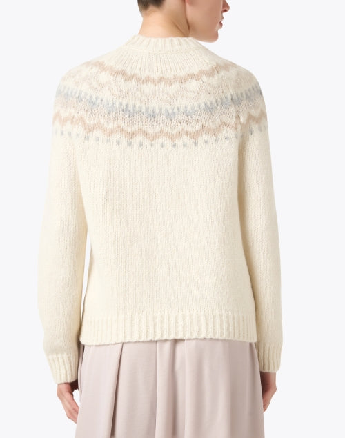 Beige Luxury Alpaca and Wool Blend Crew Neck Sweater