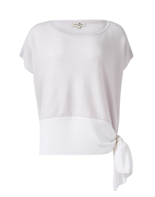Cortland Park's Stylish Grey and White Luxurious Cashmere Knit Top