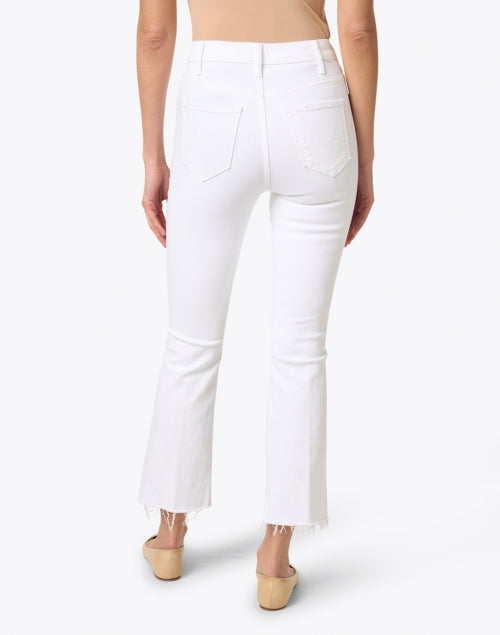 Mother's Iconic Stretch High Waist White Cropped Frayed Hem Hustler Jeans