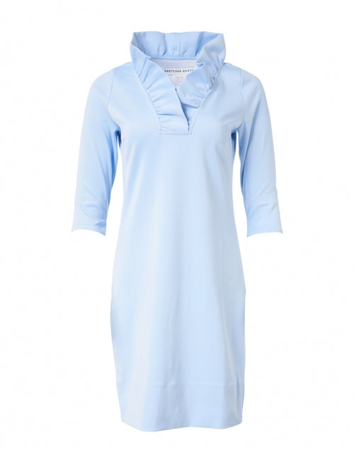 Stylish Periwinkle Slim - Fit Dress with Ruffled V - Neck