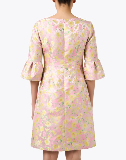 Elegant Pink Floral Jacquard Women's Dress for Special Occasions