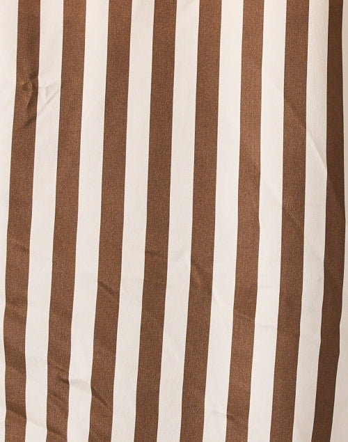 Blythe Women's Brown and White Striped Luxury Satin Silk Blend Blouse