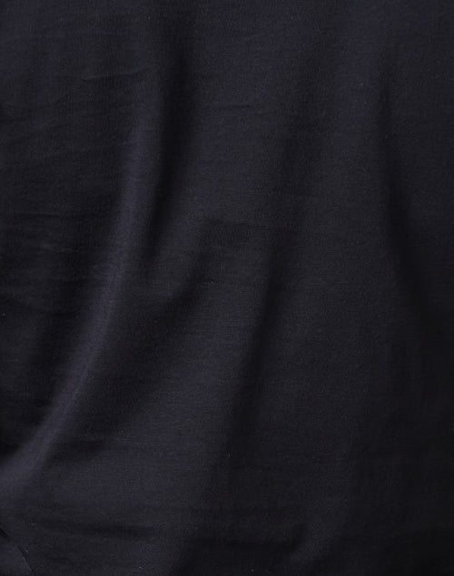 Navy-Colored Pure Cotton Short-Sleeved Crew Neck Hip-Length T-Shirt