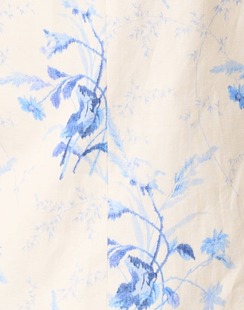 LK Bennett Fleur Women's Breathable Linen Jacket with Sweet Blue and White Print