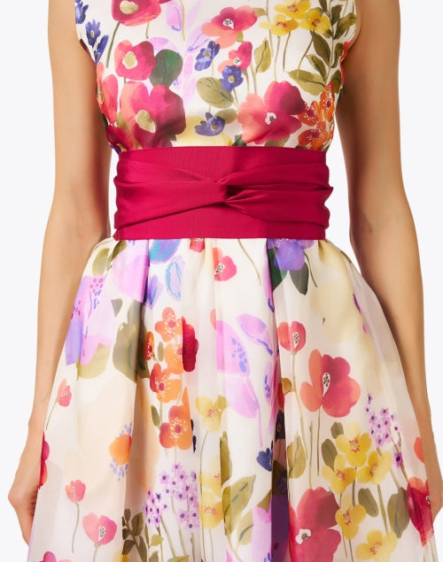 Stylish Magenta Wide Ribbed Cotton Blend Self - Tie Belt