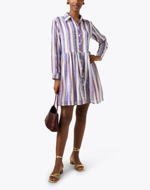 Oliphant's Havli Colorful Multi - Striped Cotton Mini Shirt Dress