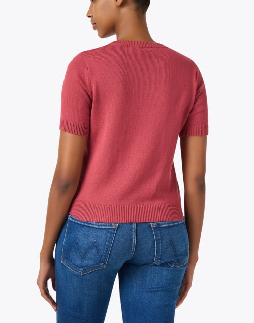 Weekend Max Mara Rose Red Short Sleeve 100% Cotton Casual Sweater