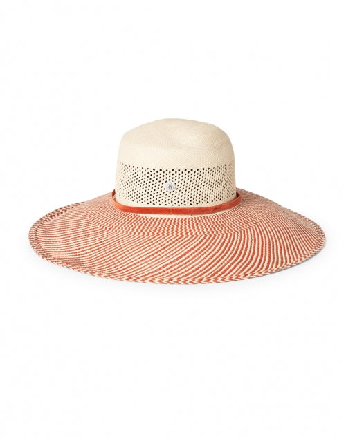 Ecuadorian Hand - woven Rust - colored Natural Straw Sun Hat with Orange Ribbon