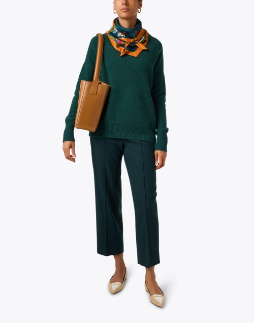Stylish Dark Green Wool Blend Straight-Leg Pull-On Pants