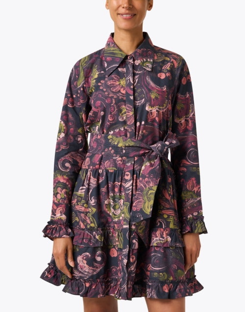Elegant 100% Cotton Cami Dress with Multi - Paisley Print and Ruffle Details