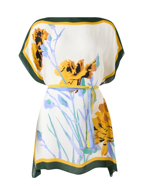 Pamela Women's Floral Patterned Pure Silk Tunic Style Top
