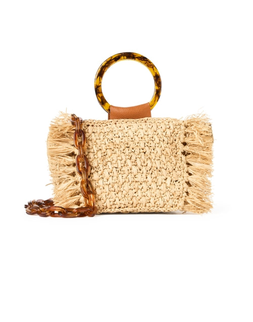 Laggo Capri Style Tan Raffia Circle Top Handle Fashion Handbag