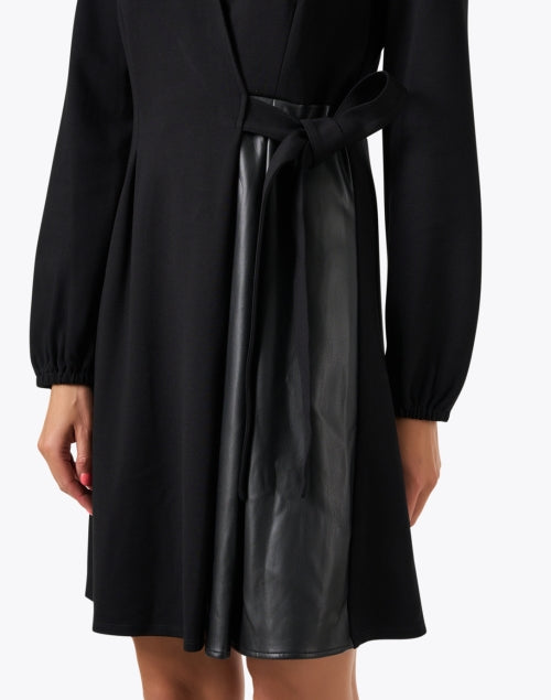 Stylish Cennare Black Mixed Media A - Line Dress for Fashionable Outings