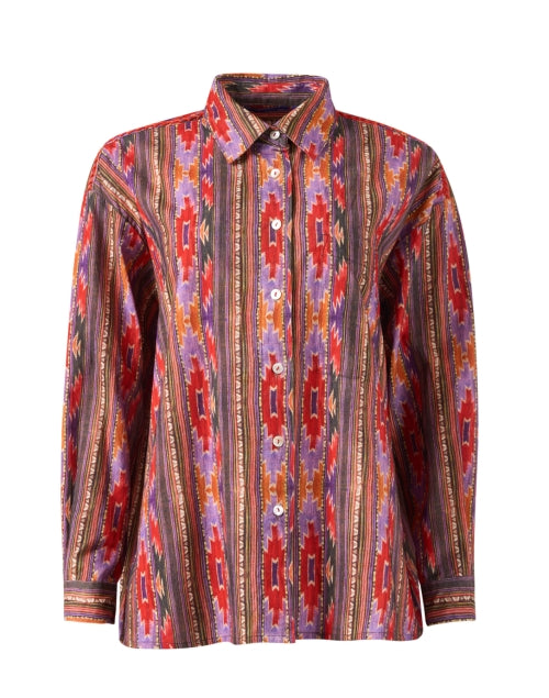 Stylish Nepal Multi - Printed Cropped Button - Front Top
