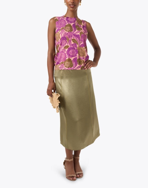 Stylish Light - green Satin Women's Midi Skirt