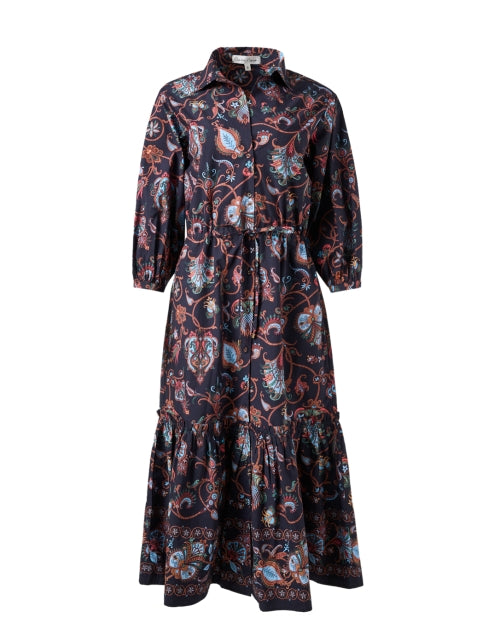 Stylish Hutton Women's Black Multi-Printed Cotton Shirt-Style Dress